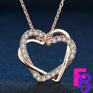 18k Rose Gold Heart to Heart CZ Necklace